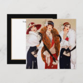 Retro  Art Deco Dames Bericht toevoegen Feestdagenkaart (Voorkant / Achterkant)