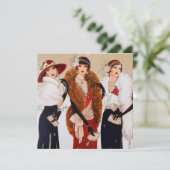 Retro  Art Deco Dames Bericht toevoegen Feestdagenkaart (Staand voorkant)