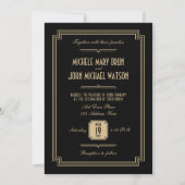 Retro Art Deco Dark Wedding Invitation Kaart (Voorkant)