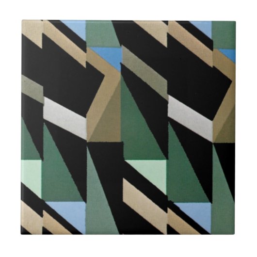 Retro Art Deco  diamantdriehoekspatronen Tegeltje (Voorkant)