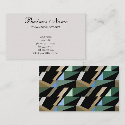 Retro Art Deco diamantdriehoekspatronen Visitekaartje (Voorkant / Achterkant)