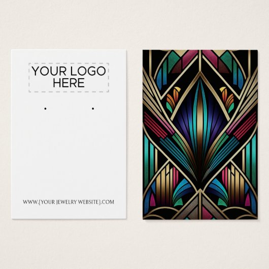 Retro Art Deco Earring Display Kaart (Voorkant /achterkant)