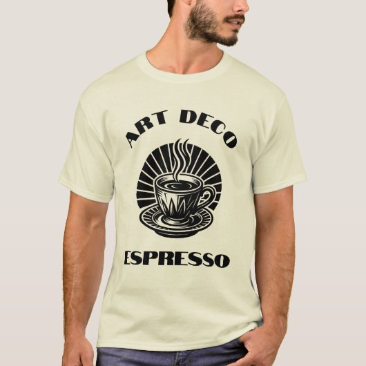 Retro Art Deco Espresso Coffee Cup Template T-shirt (Voorkant)
