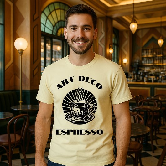 Retro Art Deco Espresso Coffee Cup Template T-shirt