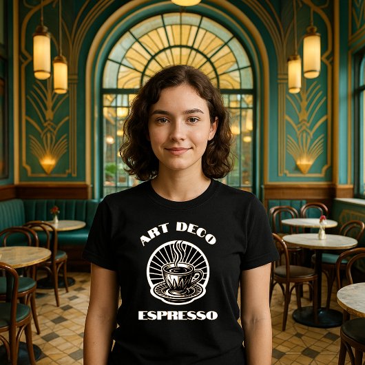 Retro Art Deco Espresso Koffiekopje Sjabloon T-shirt