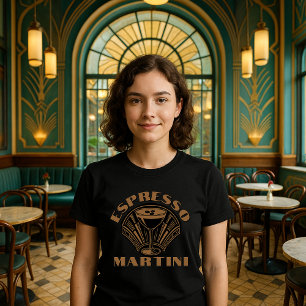 Retro Art Deco Espresso Martini Sjabloon T-shirt