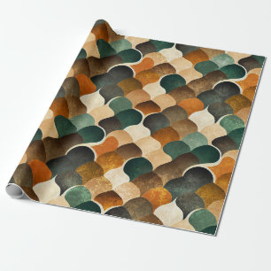 Retro Art Deco Geometrie in Warm Goud & Groen Cadeaupapier