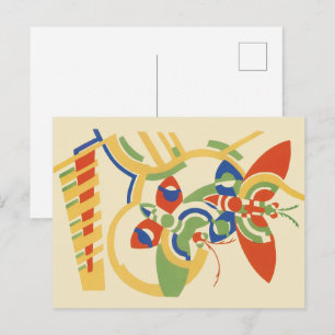 Retro Art Deco geometrische bloemposter kunst Briefkaart