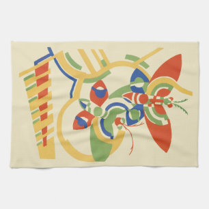 Retro Art Deco geometrische bloemposter kunst Theedoek