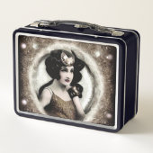Retro Art Deco Geschilderde Dame (Achterkant)
