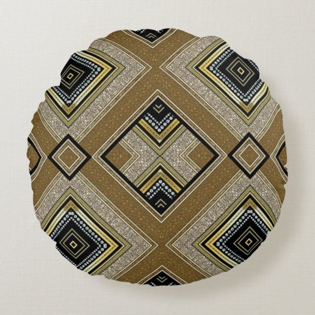 Retro Art Deco Glam Round Pillow Rond Kussen (Voorkant)