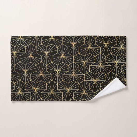 Retro Art Deco Gold Black Geometric Pattern Bad Handdoek (Handdoek)