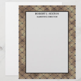 Retro Art Deco Gold en Black Rainbow Pattern Briefhoofd