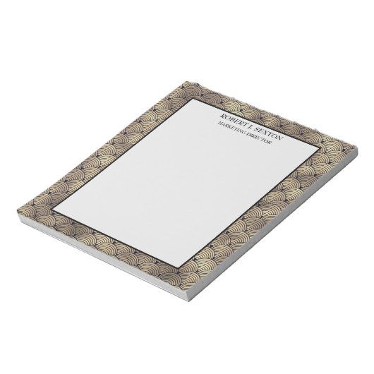 Retro Art Deco Gold en Black Rainbow Pattern Notitieblok (Linkerzijde)