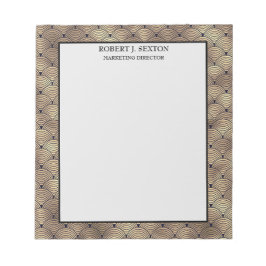 Retro Art Deco Gold en Black Rainbow Pattern Notitieblok
