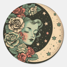 Retro Art Deco Groene Halve Maan Lady