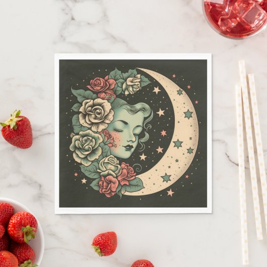 Retro Art Deco Groene Halve Maan Lady Servet (Insitu)