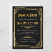 Retro Art Deco Grote Gatsby Goud & Zwart Bruiloft Kaart (Voorkant)