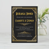 Retro Art Deco Grote Gatsby Goud & Zwart Bruiloft Kaart (Staand voorkant)