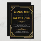 Retro Art Deco Grote Gatsby Goud & Zwart Bruiloft Kaart (Voorkant / Achterkant)