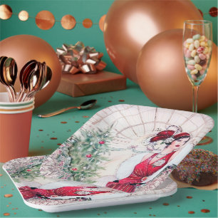 Retro  Art Deco Holiday dame Papieren Bordje