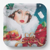 Retro  Art Deco Holiday dame Papieren Bordje (Voorkant)