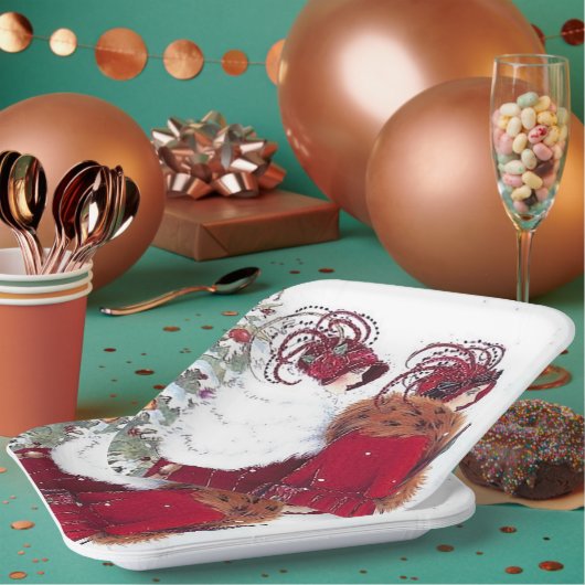 Retro  Art Deco Holiday dames Papieren Bordje (Multi)