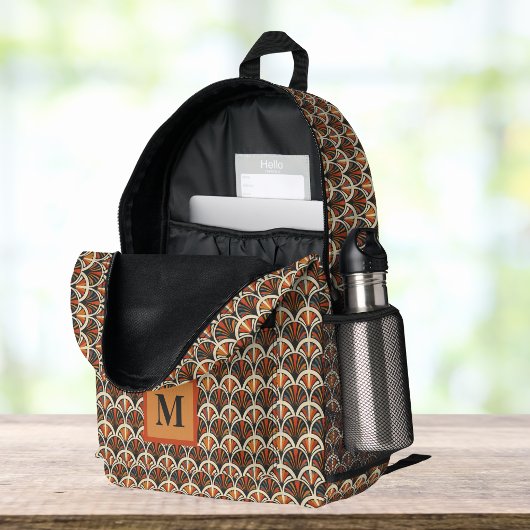 Retro Art Deco Jazz Age gedempte kleuren monogram Bedrukte Rugzak