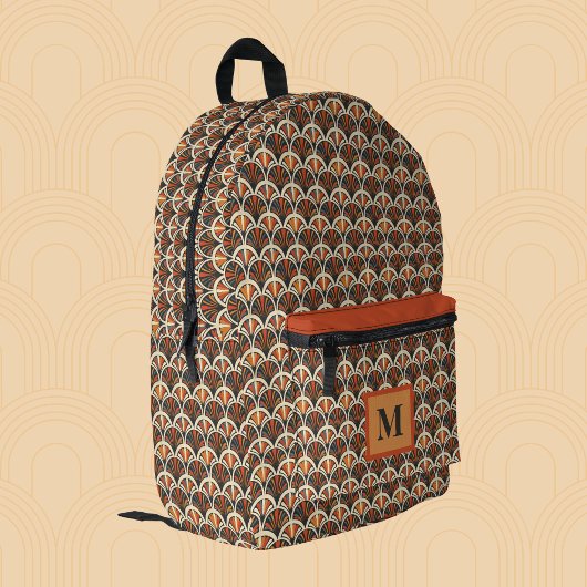 Retro Art Deco Jazz Age gedempte kleuren monogram Bedrukte Rugzak
