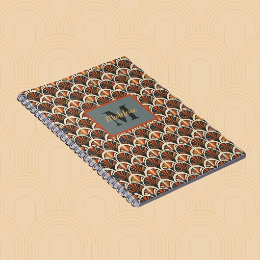 Retro Art Deco Jazz Age gedempte kleuren monogram Notitieboek