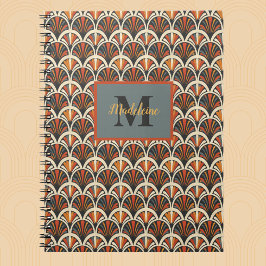Retro Art Deco Jazz Age gedempte kleuren monogram Notitieboek