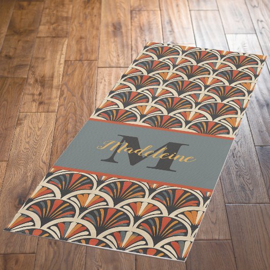 Retro Art Deco Jazz Age gedempte kleuren monogram Yogamat