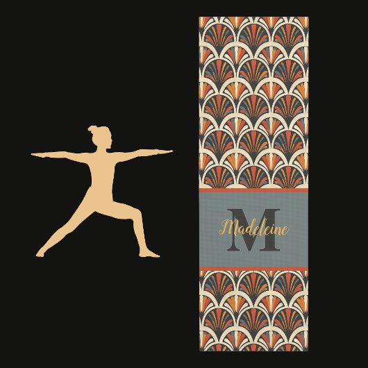 Retro Art Deco Jazz Age gedempte kleuren monogram Yogamat