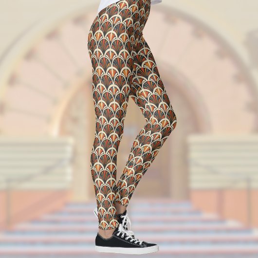 Retro Art Deco Jazz Age gedempte kleuren Sinaasapp Leggings