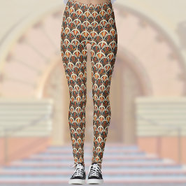 Retro Art Deco Jazz Age gedempte kleuren Sinaasapp Leggings