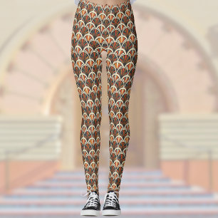 Retro Art Deco Jazz Age gedempte kleuren Sinaasapp Leggings