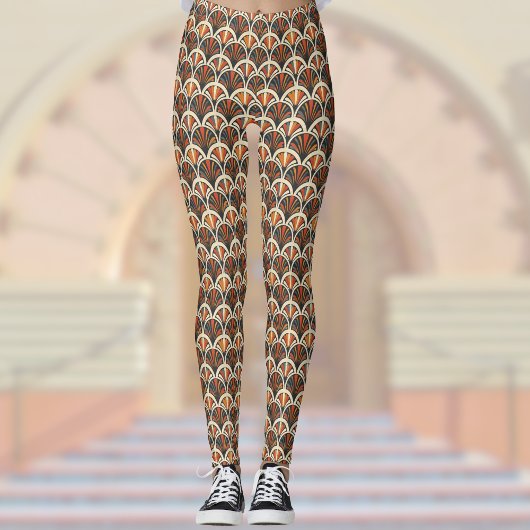 Retro Art Deco Jazz Age gedempte kleuren Sinaasapp Leggings