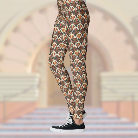 Retro Art Deco Jazz Age gedempte kleuren Sinaasapp Leggings