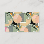 Retro Art Deco Jazz  Blauwgroen cirkels patroon Visitekaartje (Achterkant)