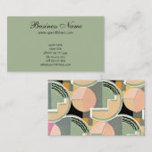 Retro Art Deco Jazz  Blauwgroen cirkels patroon Visitekaartje (Voorkant / Achterkant)