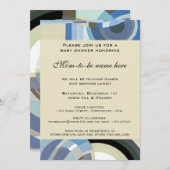 Retro Art Deco Jazz  Blue Boy Baby shower Kaart (Voorkant / Achterkant)