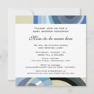 Retro Art Deco Jazz  Blue Boy Baby shower Kaart