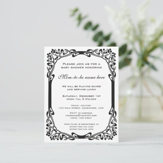 Retro Art Deco Jazz  Blue Boy Baby shower Kaart (Staand voorkant)