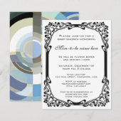 Retro Art Deco Jazz  Blue Boy Baby shower Kaart (Voorkant / Achterkant)