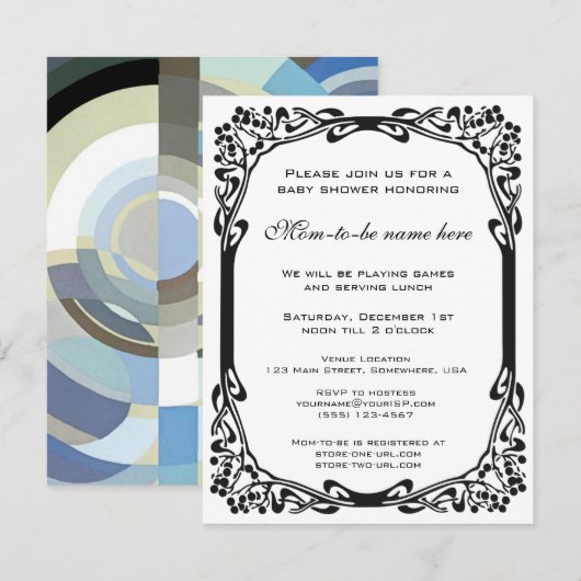 Retro Art Deco Jazz Blue Boy Baby shower Kaart (Voorkant / Achterkant)