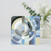 Retro Art Deco Jazz Blue Circles Patroon (Staand voorkant)