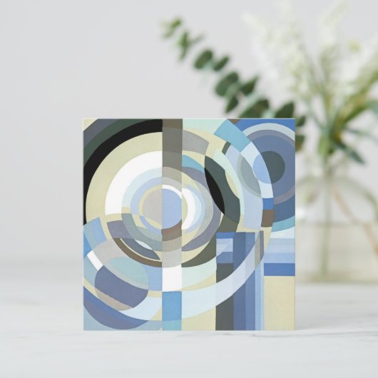 Retro Art Deco Jazz Blue Circles Patroon (Staand voorkant)