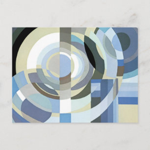 Retro Art Deco Jazz  Blue Circles Patroon Uitnodiging Briefkaart