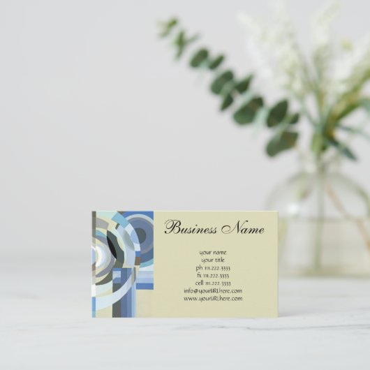 Retro Art Deco Jazz  Blue Circles Patroon Visitekaartje (Staand voorkant)