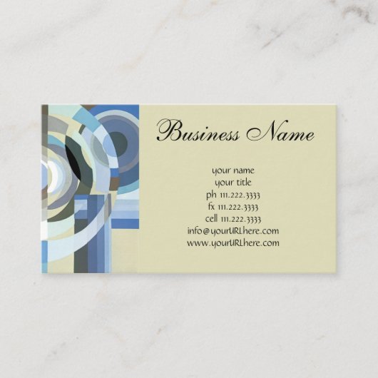 Retro Art Deco Jazz  Blue Circles Patroon Visitekaartje (Voorkant)